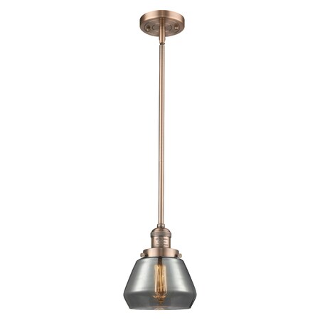 Innovations Lighting 1 Light Fulton 7In. Antique Copper Mini Pendant With Smoked Glass, 509085 201S-AC-G173